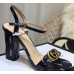 Gucci Logo Leather with Double G 7/10cm Heel Sandals Black 2018