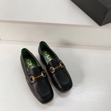 Gucci Heel 4.5cm Leather Platform Loafers with Horsebit black 2019