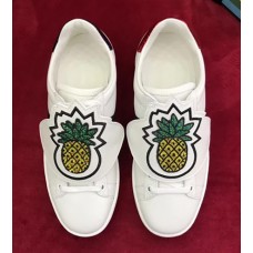 Gucci Ace Sneaker With Removable Embroidered Pineapple Patch ‎481152  White 2017