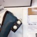 Gucci Leather Double G mid-heel preal loafer shoes Navy(Y30-721702)