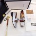 Gucci Leather Double G mid-heel loafer shoes Metallic silver(Y30-721709)