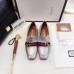 Gucci Leather Double G mid-heel loafer shoes Metallic silver(Y30-721709)
