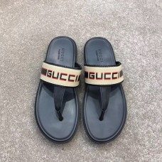 Gucci Men's Thong Sandals Stripe Beige 2019