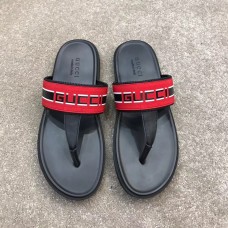 Gucci Men's Thong Sandals Stripe Red 2019