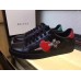 Gucci Ace Leather Embroidered Pierced Heart Low-top Sneaker 472990 Black