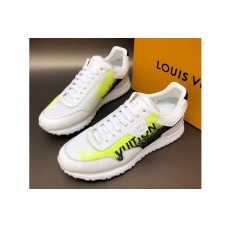 Louis Vuitton 1A5ATF LV Run Away Sneaker in white calf leather and Yellow textile printed