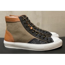 Louis Vuitton 1A7SA9 LV Tattoo sneaker boot in Epi calf leather mix Monogram Eclipse canvas