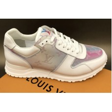 Louis Vuitton 1A7WF9 LV Run Away sneaker in White Calf leather and iridescent Monogram textile