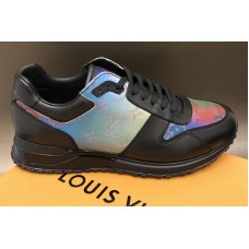 Louis Vuitton 1A7YKE LV Run Away sneaker in Black Calf leather and iridescent Monogram textile