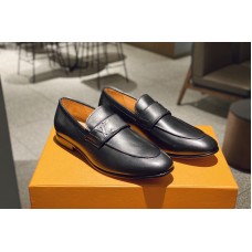 Replica Louis Vuitton Major Open-back Loafers In Black Leather