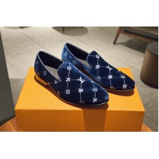 Louis Vuitton 1A5FXP LV Auteuil slipper Shoe in Blue Velvet