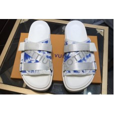 Louis Vuitton 1A5HR1 LV Honolulu Mule in White Monogram Denim With Blue