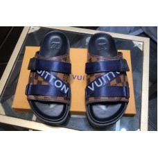 Louis Vuitton 1A5S85 LV Honolulu Mule in Damier Ebene Canvas With Blue