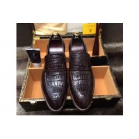 Louis Vuitton Original Crocodile Leather Loafer and Shoes Brown