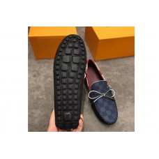 Louis Vuitton LV Arizona Mocassin Shoes Damier Embossed Calf leather Blue