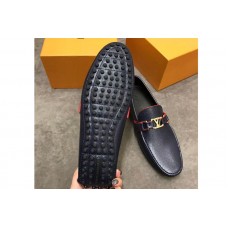 Louis Vuitton LV Hockenheim Loafer And Shoes Blue Calf Leather Red Stitch