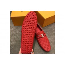 Louis Vuitton LV Hockenheim Loafer And Shoes Damier Embossed Calf leather Red