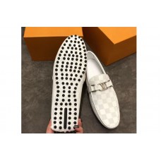 Louis Vuitton LV Hockenheim Loafer And Shoes White Damier Embossed Calf leather