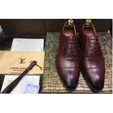 Louis Vuitton LV Monceau Richelieu Shoes Red Calf Leather