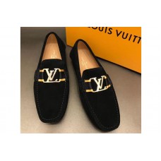 Louis Vuitton LV Monte Carlo Moccasin Shoes Black Suede Leather