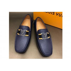 Louis Vuitton LV Monte Carlo Moccasin Shoes Blue Calf Leather