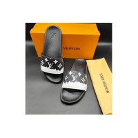 Louis Vuitton 1A3PSB LV Waterfront Mule Sandal in Black Monogram rubber