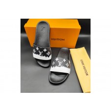 Louis Vuitton 1A3PSB LV Waterfront Mule Sandal in Black Monogram rubber