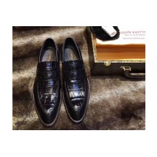 Louis Vuitton Original Crocodile Leather Loafer and Shoes Black