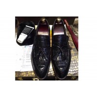 Louis Vuitton Original Crocodile Leather Loafer and Shoes Black