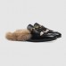 Gucci Black Princetown Slipper With Bee