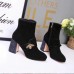 Gucci Black Velvet Ankle Boot With Bee