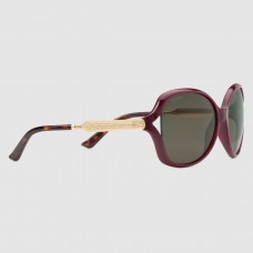 Gucci Burgundy Frame Acetate and Metal Sunglasses