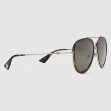 Gucci Tortoiseshell Aviator Metal Sunglasses