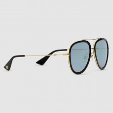 Gucci Black Aviator Metal Sunglasses