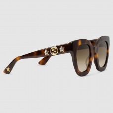 Gucci Tortoiseshell Round-frame Acetate Sunglasses With Star