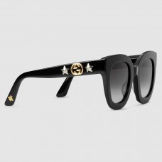 Gucci Black Round-frame Acetate Sunglasses With Star
