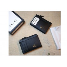 Gucci 574804 GG Marmont card case in Black Leather