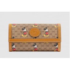 Gucci 602530 Disney x Gucci continental wallet in Beige/ebony mini GG Supreme canvas