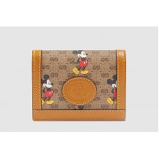Gucci 602534 Disney x Gucci card case wallet in Beige/ebony mini GG Supreme canvas
