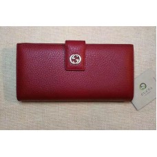 Gucci 337335 Calf Leather Wallet Red