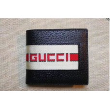 Gucci 408827 Stripe leather wallet Black