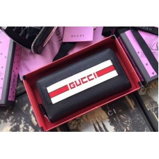 Gucci 408831 Original Calfskin Leather With Print Zip Around Wallet Black