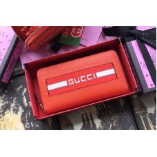 Gucci 408831 Original Calfskin Leather With Print Zip Around Wallet Red