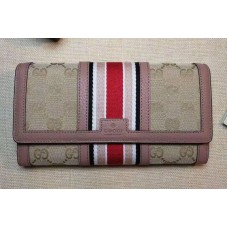Gucci 409440 GG Supreme Canvas Leather Continental Wallet Pink