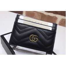 Gucci 443127 GG Marmont Original Matelasse Leather Card Case Black