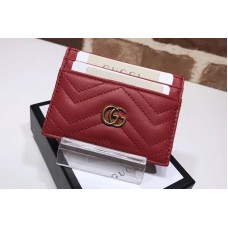 Gucci 443127 GG Marmont Original Matelasse Leather Card Case Red