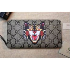 Gucci 451273 Angry Cat print GG Supreme zip around wallet