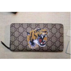 Gucci 451273 Tiger print GG Supreme zip around wallet