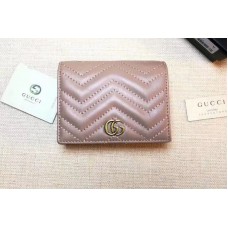 Gucci 466492 GG Marmont Card Case Wallets Pink