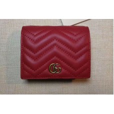 Gucci 466492 GG Marmont Card Case Wallets Red